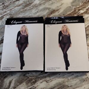 Elegant Moments Black Long Sleeve Bodystocking Size 1x - 3x NIB (2)